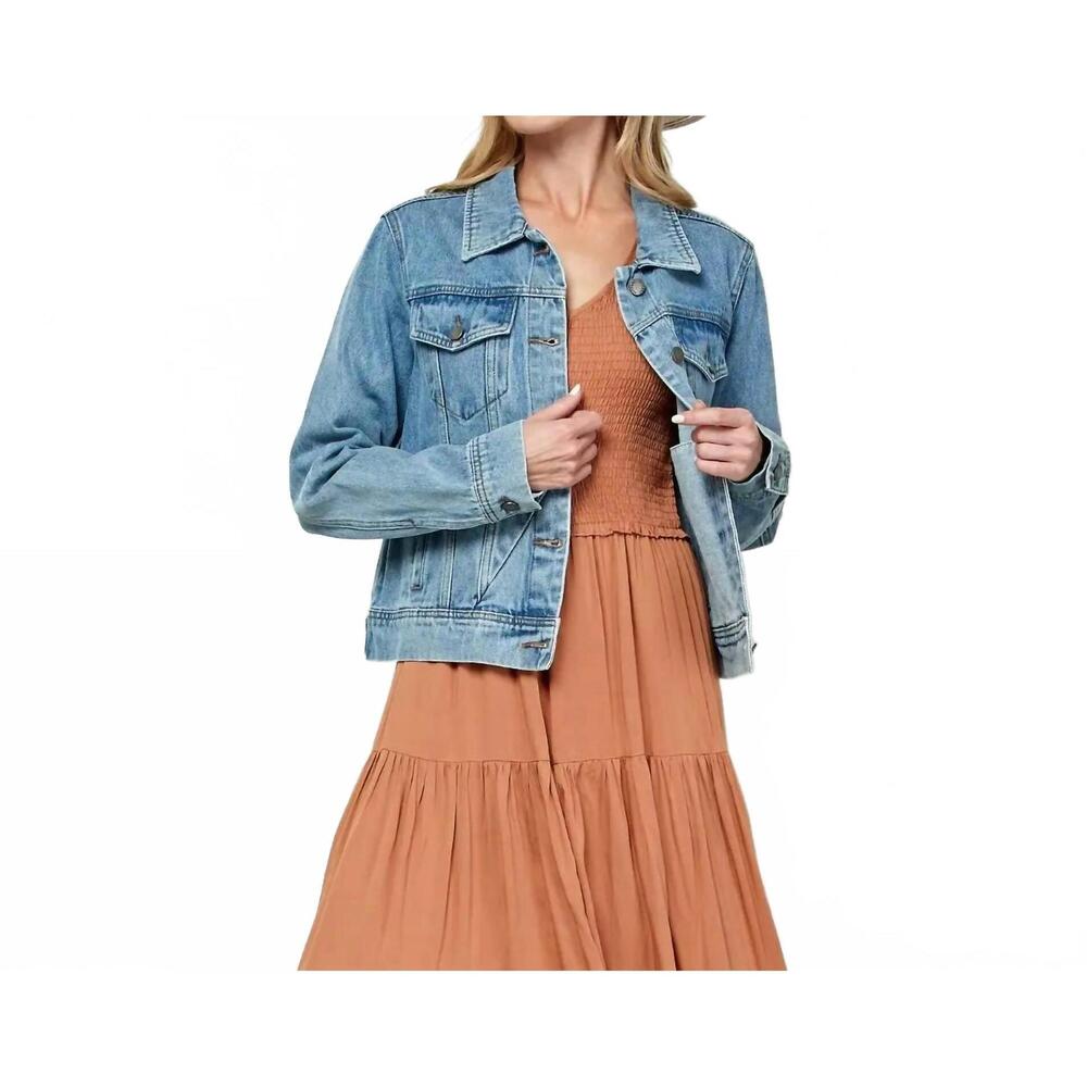 NEW VEVERET cropped denim jacket in blue